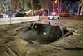 Car partially collapsed under the ground