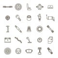 Car Parts Black Thin Line Icon Set. Vector Royalty Free Stock Photo