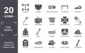 car.parts icon set. include creative elements as car chassis, car headlight, car universal joint, gasket, reversing light, bucket