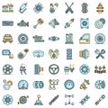 Car parts icons set line color vector Royalty Free Stock Photo