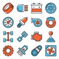 Car Parts Icons Set on White Background. Vector Royalty Free Stock Photo