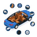 Car Parts Isometric Icons