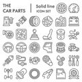 Car parts line icon set, auto details symbols collection, vector sketches, logo illustrations, automotive repair signs Royalty Free Stock Photo