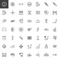 Car parts line icons set