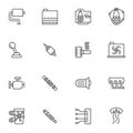 Car parts line icons set