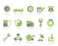 Car parts, services and characteristics icons