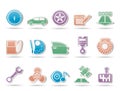 Car parts, services and characteristics icons