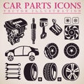 Car parts set. Vector repair car service icons