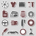 Car parts store simple stickers set eps10