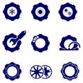 Car parts such as tires and wheels icons set