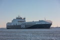 Car passenger ferry ship DFDS Gardenia seaways sailing out of port Rotterdam Royalty Free Stock Photo