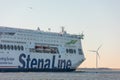 Car passenger ferry ship Stena Line sailing out of port Rotterdam past Hoek van Holland Royalty Free Stock Photo