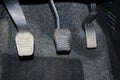 Car pedal clutch and accelerator. Clutch, brake, accelerator of car. Royalty Free Stock Photo