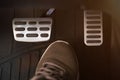 Car pedals and shoe Royalty Free Stock Photo