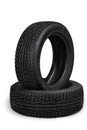 Pile of car tyres isolated on background Royalty Free Stock Photo