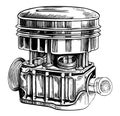 Car piston hand drawn sketch Transport detail Vector illustration