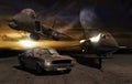 Car and planes Royalty Free Stock Photo
