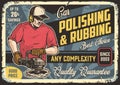 Car polishing worker vintage poster