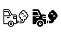Car pollution icon with outline and glyph style. Royalty Free Stock Photo