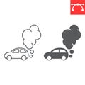 Car pollution line and glyph icon