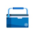 Car portable cooler, camping refrigerator flat icon.