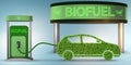 The car powered by biofuel - 3d rendering Royalty Free Stock Photo
