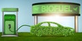 The car powered by biofuel - 3d rendering Royalty Free Stock Photo