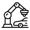Car print robot icon outline vector. Vehicle printer