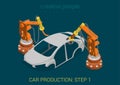 Car production plant welding process assembly shop