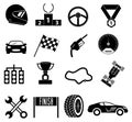 Car race icons set