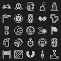 Car race icons set on black background Royalty Free Stock Photo