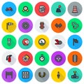 Car race icons set on round background Royalty Free Stock Photo