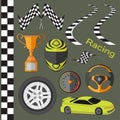Car race icons set Royalty Free Stock Photo