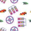 Car race pattern, cartoon style