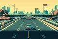 A car race racetrack, Retro computer games level Pixel art video game scene 8 bit