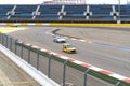 Car on race track. Motorsport car racing background