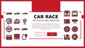 car race vehicle speed auto landing header vector