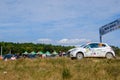 Car racing at the annual rallying event in Iasi at green Dobrovat forest road