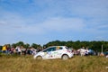 Car racing at the annual rallying event in Iasi at green Dobrovat forest road