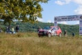 Car racing at the annual rallying event in Iasi at green Dobrovat forest road