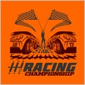 Car racing emblem and championship race badge Royalty Free Stock Photo