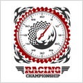 Car racing emblem and championship race badge Royalty Free Stock Photo