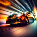 Car racing at high speed, blurred background - AI generated image Royalty Free Stock Photo