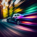 Car racing at high speed, blurred background - AI generated image Royalty Free Stock Photo