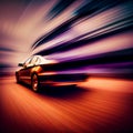 Car racing at high speed, blurred background - AI generated image Royalty Free Stock Photo