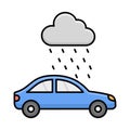 Car in rain Isolated Vector icon that can be easily modified or edited Royalty Free Stock Photo