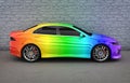 Car in rainbow colors