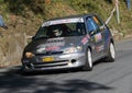 Car rally race `11ÃÂ° Ronde Delle Valli Imperiesi` Peugeot 106 - Imperia Italia 20 November 2022.