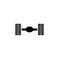 Car rear axle suspension flat vector icon