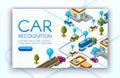 Car recognition technology vector illustration